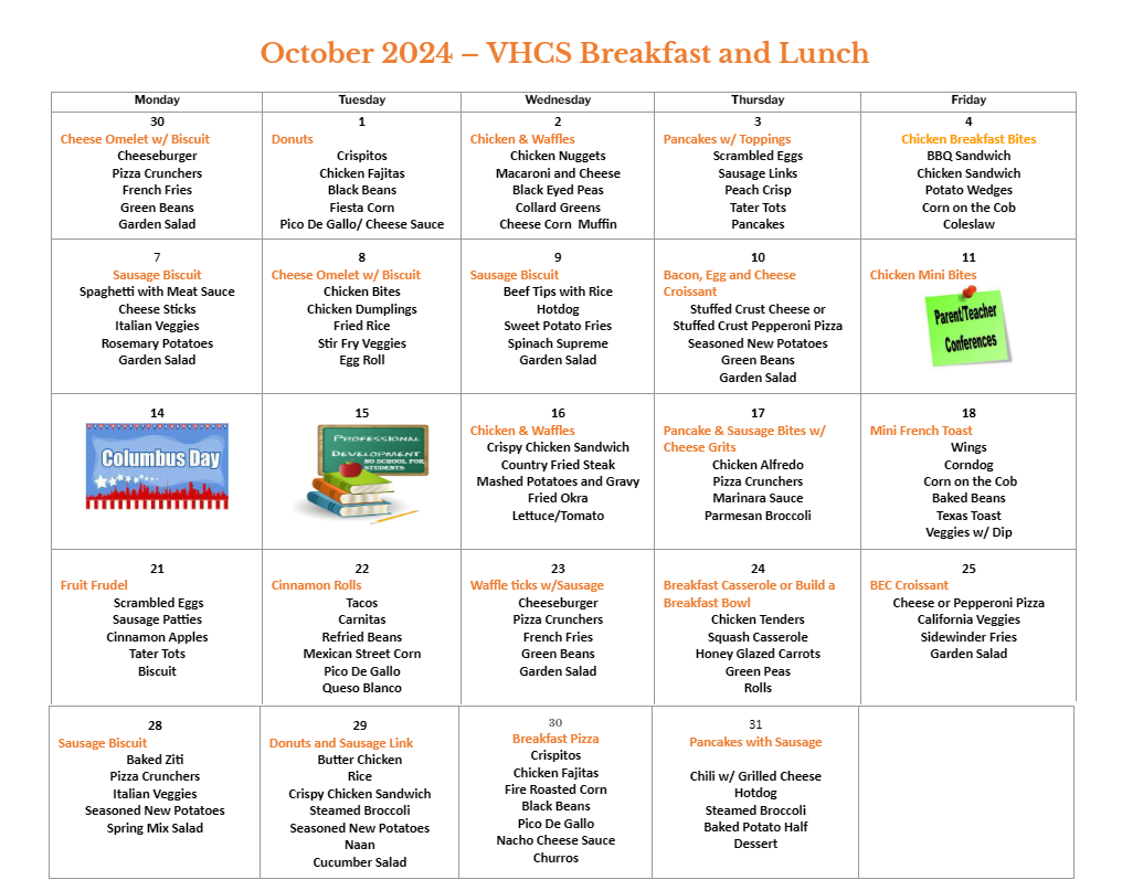 October Lunch Menu // If you see this text, the image didn't load. Try refreshing or moving to a place with better wifi!